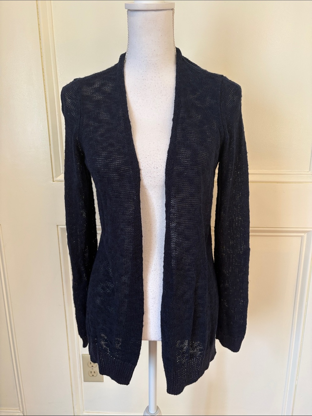 LOFT Navy Open-Front Lightweight Cardigan